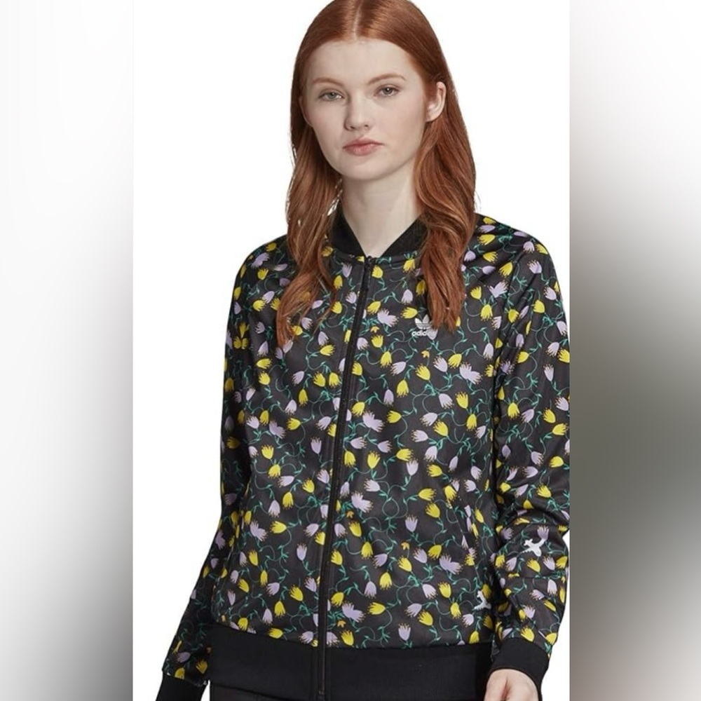 adidas Black Floral Bomber Jacket